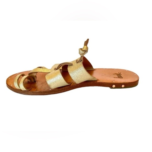 Beek Gold Leather Sandals Size 9 | Handmade Slide Sandals - Picture 6 of 11